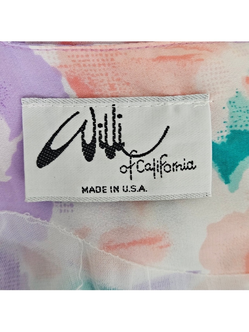 Willi of California Womens Floral Watercolor Midi Dress Belted 10 Vintage 80s - Picture 10 of 12